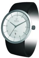 Obaku V121GCIVB Silver Dial Black Rubber Strap