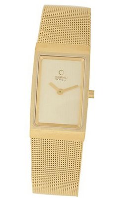 Obaku V127LGGMG Rectangular Titanium Coated Gold Dial Steel