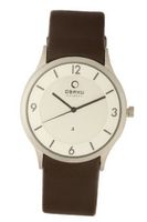 Obaku V132XCIRN Ivory Dial Brown Leather Date