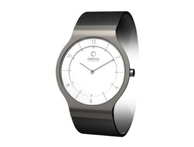 Obaku V133LTIRB Titanium White Dial Black Leather