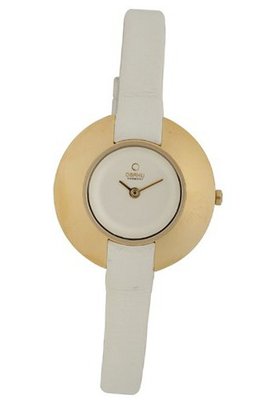 Obaku V135LGIRW Gold Titanium Coated White Leather