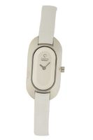 Obaku V136LCIRW Oval Silver Dial White Leather