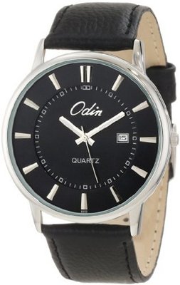 Odin 6002-5M Bk Precision Quartz 3-Hand Date with Leather Strap