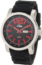Odin 8054-5M Bk Precision Quartz 3-Hand Day and Date Steel Tone with Rubber Strap
