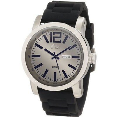 Odin 8054-5M Gy Swistar Precision Quartz 3-Hand Day and Date Steel Tone Rubber Strap