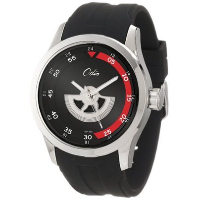 Odin 824-5M Bk Precision Quartz 3-Hand Steel Tone with Rubber Strap