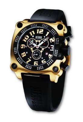 Offshore OFF007 PR N Z- DRIVE Yellow Gold PVD Black Dial CZ Chronograph