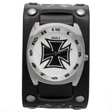 Large Black Iron Cross Leather Band