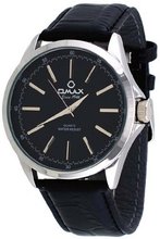 Omax #00OAS105IB52 Executive Casual Silver Tone Black Dial Leather Band