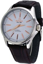 Omax #00OAS105IQ13 Executive Casual Silver Tone White Dial Leather Band