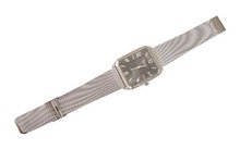 OMAX Black and Silver Wrist with Metal Mesh Adjustable Band