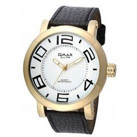 Omax Black and White Wrist with Genuine Leather Band, Large Face Classic Design