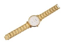 Omax Gold and White Wrist with Metal Adjustable Bracelet Style Band