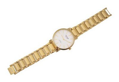 Omax Gold and White Wrist with Metal Adjustable Bracelet Style Band