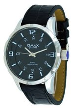 Omax #H006 Silver Tone Black Dial European Style 3-D Index