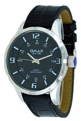 Omax #H006 Silver Tone Black Dial European Style 3-D Index