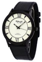 Omax #K006M621 Black IP Silver Dial Slim Sport Casual Leather Band