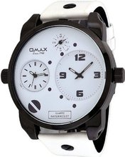 Omax #N004M32A Black IP XL Oversized Triple Time Zone Analog White Strap