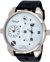 Omax #N004P32A XL Oversized Triple Time Zone White Dial Analog Strap