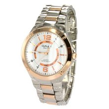 Omax Stainless Steel in Silver and Rose Gold Color Band on White Dial, Japan Quartz Movement