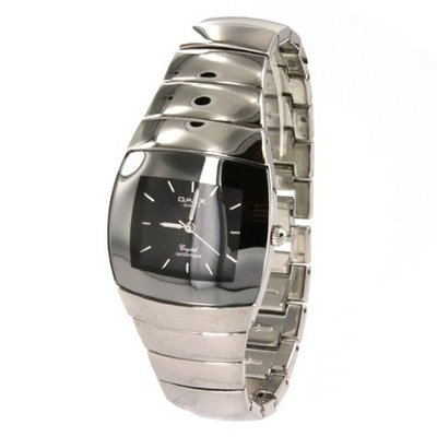 Omax Stainless Steel with Tonneau Case, Black Dial - Waterproof