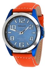 Omax Supreme #JS542 Blue IP Blue Dial Orange Leather Band
