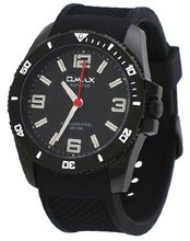 Omax Supreme #SS566 Black IP Stainless Steel Resin Band Analog