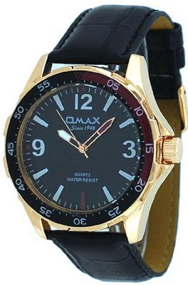 Omax #V008R22A Rose Gold Tone Black Strap Casual Sports
