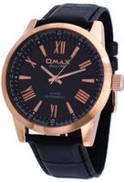 Omax #X007R221 Rose Gold Tone Roman Black Dial Casual Leather Band