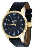 uOMAX Omax #H006 Gold Tone Black Dial European Style 3-D Index 