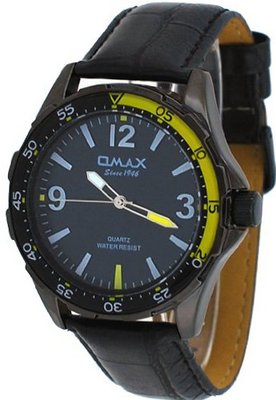 uOMAX Omax #V008M22Y Black Ion Plated Black Strap Casual Sports 