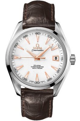 Omega Aqua Terra Silver Dial Brown Leather 23113422102002