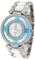 Oniss Blue Sky Diamond Silver Tone Stainless Steel White Ceramic Combo #ON385-L7