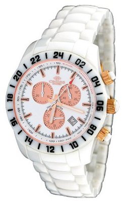Oniss #ON619-M79 Ceramica Proteccion White Ceramic Sports Chronograph (Rose Gold Sub Dials)