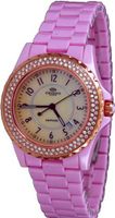 Oniss #ON6200-LRG Mid Size Crystal Accented Yellow MOP Dial Pink Ceramic