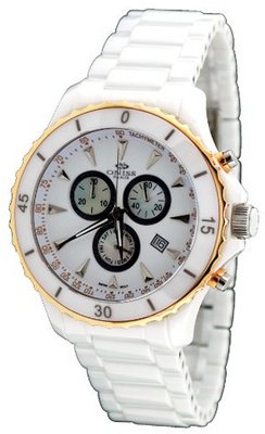 Oniss #ON621-MRG White Ceramic Sports Chronograph