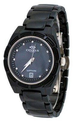 Oniss #ON7702-L Crystal Index MOP Dial Black Ceramic