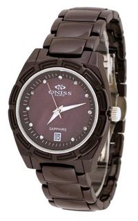 Oniss #ON7702-L Crystal Index MOP Dial Burgundy Ceramic
