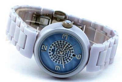 Oniss #ON7703-LC Girasol Crystal Accented MOP Dial Lavender Ceramic