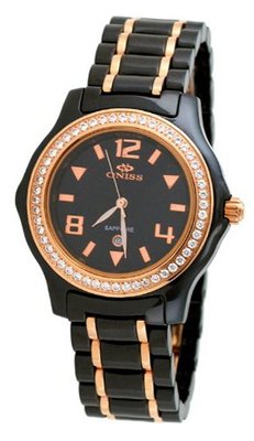 Oniss ON806-LRG Black Rose Gold Black Ceramic Crystal