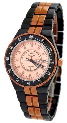 Oniss #ON8103-LRG Midsize Rose Gold Trim Black Ceramic