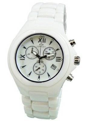 Oniss ON811-MWH White Ceramic Swiss Quartz Chronograph