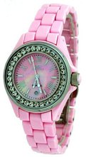 Oniss #ON815-L Austrian Crystal Bezel Pink Ceramic