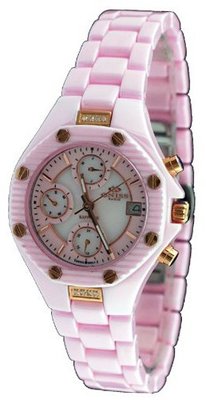 Oniss #ON8201-LRG Rose Gold Trim Multi Function 3 Dial Display Pink Ceramic