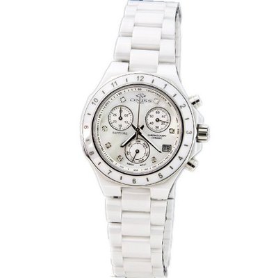 Oniss ON8203-L White/Silver Ceramic Chronograph