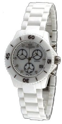 Oniss ON8206-L White Ceramic with Genuine Diamonds Chronograph