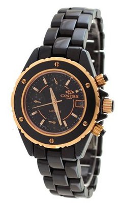 Oniss #ON8208-LRG Rose Gold Trim Multi Function Display Black Ceramic