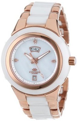 Oniss Paris ON435-LRG/WHT Analog High-Tech Ceramic Case Mother-Of-Pearl Dial Swiss-Quartz