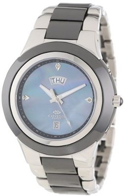 Oniss Paris ON435-M/BK Analog High-Tech Ceramic Case Mother-Of-Pearl Dial Swiss-Quartz