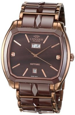 Oniss Paris ON605-M BRN Sappir Swiss Quartz Ceramic and Stainless Steel